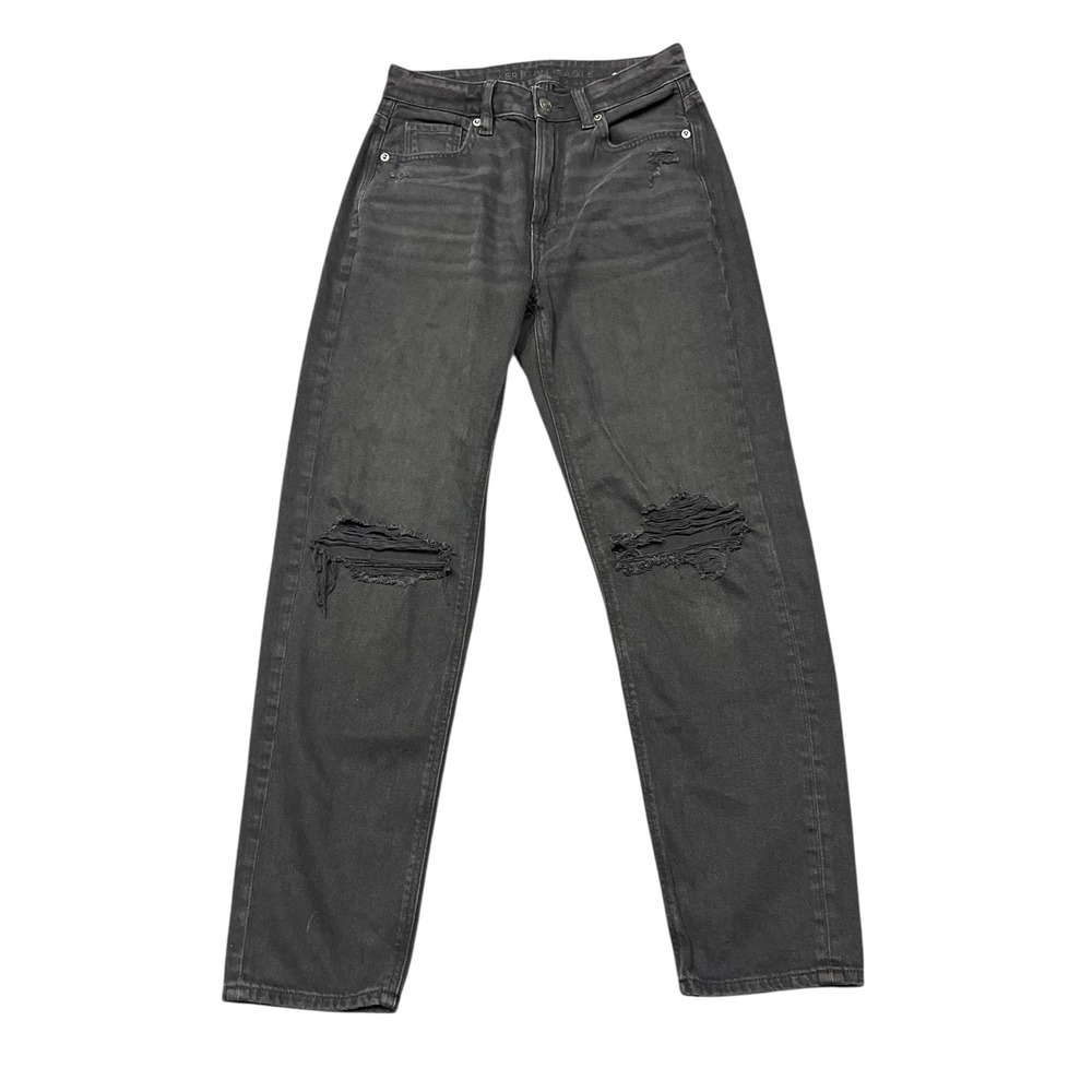 American Eagle Mom Straight Jean Distressed Ripped High Waisted Women's Size 2